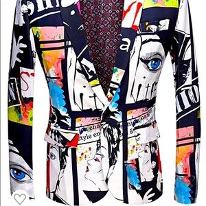 Cloudstyle graphic comic blazer mens small
